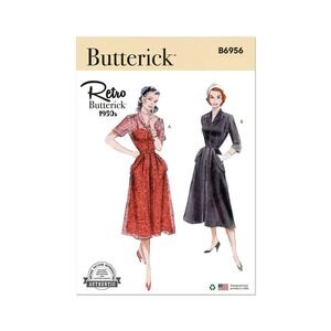 Butterick Sewing Pattern B6956 R11898 Dress Sz 8-16 1950s Style A-Line Retro